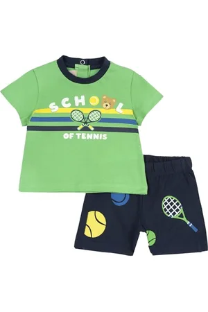 chicco Completo Neonato con T-shirt e Pantaloncini Corti, con Apertura sulla Schiena con Bottoncini, con Grafiche Moderne e alla Moda, in Cotone, Lavabile in Lavatrice, 0-24 Mesi, Designed in Italy