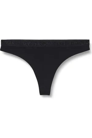 Emporio Armani Iconic Microfiber Logoband 2-Pack Thong, Mutandine Perizoma Donna, (Black), XL