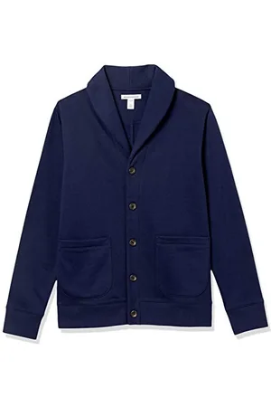 Amazon Cardigan a Maniche Lunghe in Felpa con Collo Sciallato Uomo, , XL