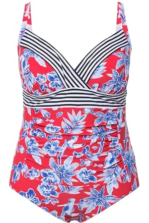 Ulla Popken Costume da Bagno Tucan Stampa Riciclata Intero, Colore: , 66 Donna