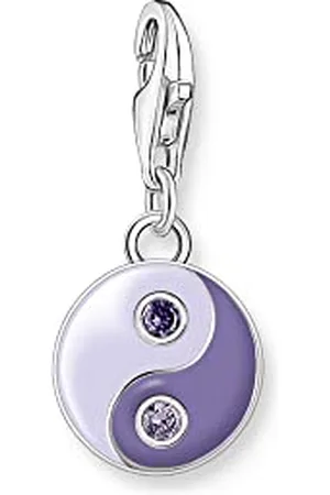 Thomas Sabo Ciondolo a forma di Yin & Yang in argento sterling 925 di alta qualità, decorato con zirconi viola, dimensioni: 23 x 10 mm, 1918-041-13, misura unica, Argento sterling, Zirconia cubica