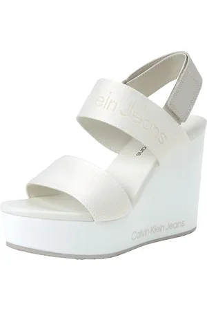 Calvin Klein Jeans Donna Sandali con Zeppa Scarpe, Bianco (Creamy White/Eggshell), 41
