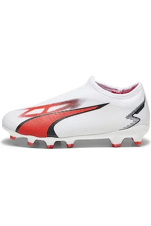 PUMA Ultra Match LL FG/AG JR, Scarpe da Calcio Unisex-Bambini, White Black-Fire Orchid, 28 EU