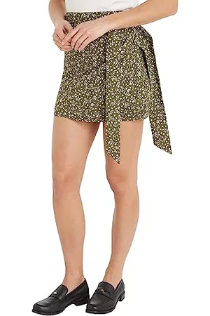 Tommy Hilfiger Gonna Donna Feather Print Minigonna, Multicolore (Feather Print/ Putting Green), 36
