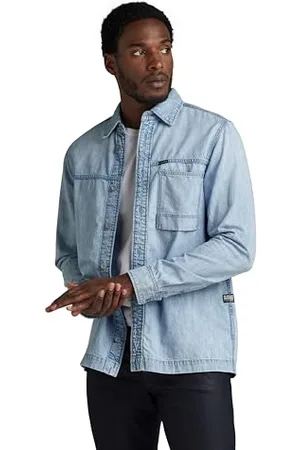 G-Star Uomo 1-Pocket Regular Denim Shirt, (sun faded blue mist D24764-D539-G342), XL