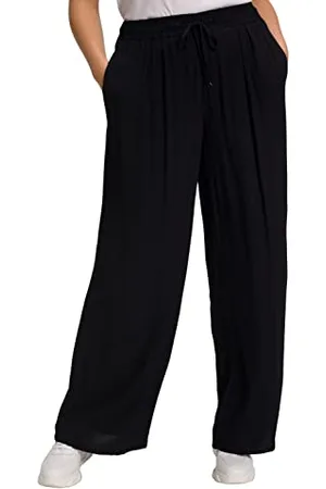 Ulla Popken Weite Viskose Hose Pantaloni Ampi in Viscosa, (Black 10), 50W / 32L Donna