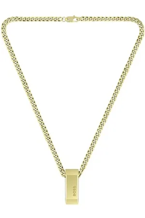 HUGO BOSS Jewelry Collana a Catena da Uomo Collezione CARTER in con una Placca Incisa - 1580319