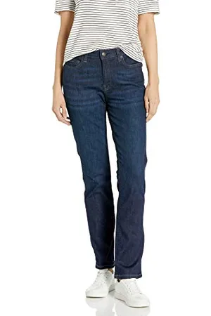 Amazon Jeans Aderenti Dritti a Vita Media Donna, , 46 Lungo