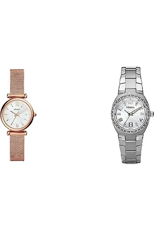 Fossil Orologio Carlie da donna, movimento al quarzo, rosa 29 mm ES4433 & Orologio Colleague da donna, movimento al quarzo, cassa in acciaio inossidabile argentata di 28 mm AM4141
