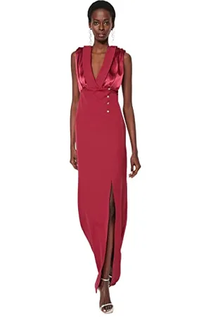 Trendyol Women Shift Fitted Woven Evening Dress Abito da Sera in Tessuto Aderente a Trapezio da Donna, , 70