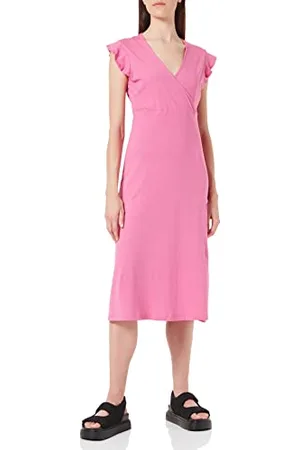 ONLY Onlmay-Abito Longuette da Donna con Scollo a V Vestito, Super Rosa, S