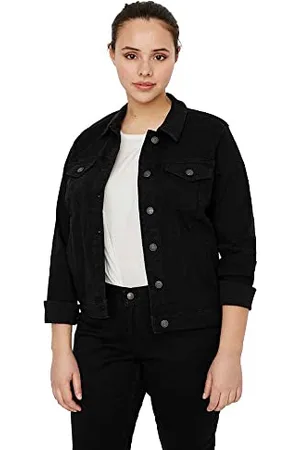 VERO MODA VMRUNA LS Slim DNM JCK Mix GA Cur Noos Giacchetto Denim, Black, 46 Donna