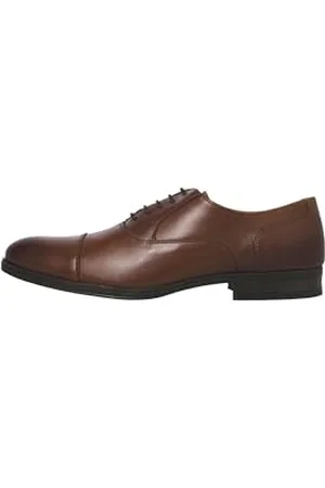 JACK & JONES Jfwdonald Leather Cognac Noos - Scarpe Stringate Derby Uomo, Marrone, 41 EU