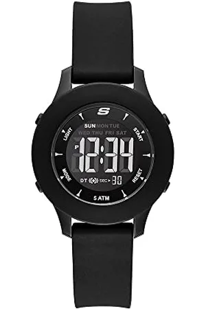 Skechers Orologio Rosencrans Donna, Movimento digitale, 37 mm Cassa in policarbonato nero con cinturino in silicone, SR6141