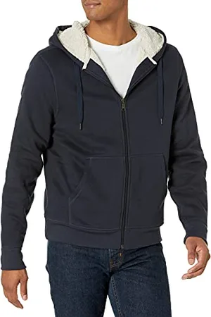 Amazon Felpa con Cappuccio e Cerniera Integrale in Pile Foderata in Sherpa Uomo, , 5XL Plus