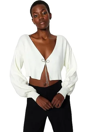 Trendyol Damen Gerade Lange Ärmel Regulär Strickjacke Maglione Cardigan, , M da Donna