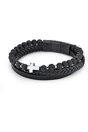 Fynch-Hatton Cinturino in pelle a strati, 19 cm, Acciaio inossidabile, Nessuna pietra preziosa