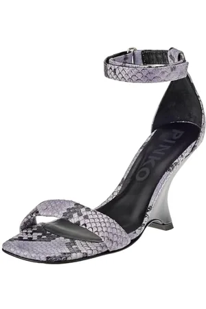 Pinko Beethoven Sandalo Pelle Stampa, Zeppa Donna, ZY1_Nero/Lilla, 35 EU