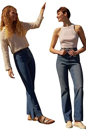 Trendyol Care, Jeans Svasati a Vita Alta da Donna, , 34