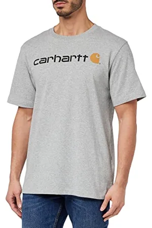 Carhartt Relaxed Fit Heavyweight Short-Sleeve Logo Graphic T-Shirt, T-shirt utility da lavoro Uomo, (Heather Grey), S