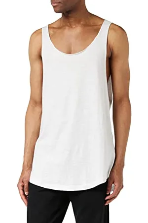 Urban classics Long Shaped Open Edge Loose Tank Canottiera Sportiva, (White 220), S Uomo