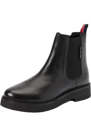 Tommy Hilfiger Donna Stivaletti Chelsea Flat Boot in Pelle, (Black), 41