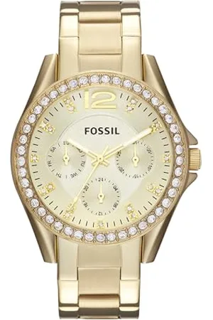 Fossil Orologio Riley Ladies, movimento al quarzo multifunzione, 38 mm, cassa in acciaio inossidabile dorata e bracciale in acciaio inossidabile, ES3203