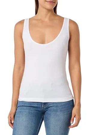Pinko Chicago Canotta Costina Leggera Canottiera da Donna, Z04_Bianco Brill, S