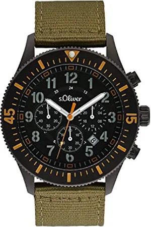 QS by s.Oliver Orologio da Uomo cronografo Analogico, con Cinturino in tessuto, , resistente all