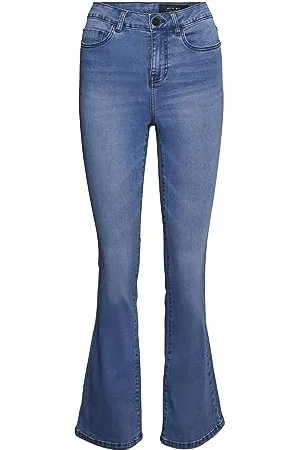 Noisy May Nmsallie HW Flare Jeans Vi162lb Noos, Azzurro (Denim Azzurro), 27W x 34L Donna
