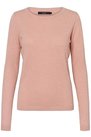 VERO MODA Vmcare Structure Ls O-neck Blouse Noos, Felpa Donna, (Misty Rose), 44 (Taglia Produttore: Medium)