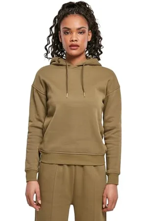 Urban classics Felpa con Cappuccio Donna Invernale, Pullover Caldo Manica Lunga, Maglione Pesante per Ragazza, Colore tiniolive, Taglia M