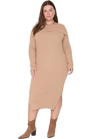 Trendyol Midi Bodycon Plus Size Dress Vestito, , 5XL Donna