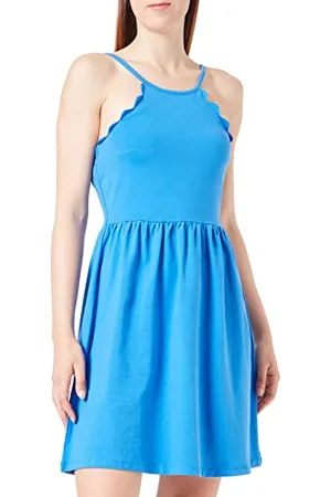 ONLY Onlamber Strap Scallop Short Dress Ay NN Abito in Jersey, Blu-Strong Blue, M Donna