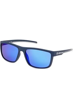 BMW BMW M Motorsport BS0037 Occhiali da Sole Uomo, Occhiali da Sole Casual Leggeri, Forma Lente Rettangolare, Lenti Blu Specchiato