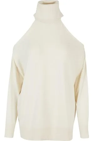 Urban classics Ladies Cold Shoulder Turtelneck Sweater, Felpa, Donna, (Whitesand), S