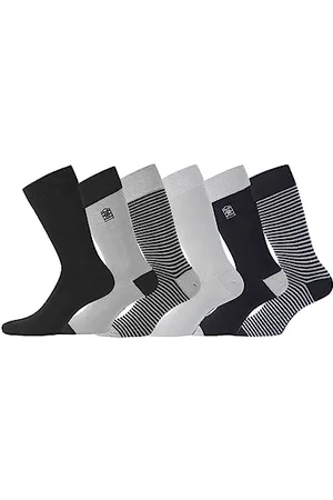 Serge Blanco Calzini Uomo cotone pettinato, set di 6 Calze Uomo Lunghe, confortevoli e piacevoli, Nero, Grigio, Taglie 39/42