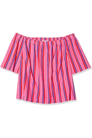 Simply Be Ladies 3/4 Sleeve Bardot Camicia da Donna, (Pink Stripe 001), 64