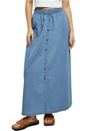 Urban classics Ladies Long Wide Light Denim Skirt Gonna, , M Donna