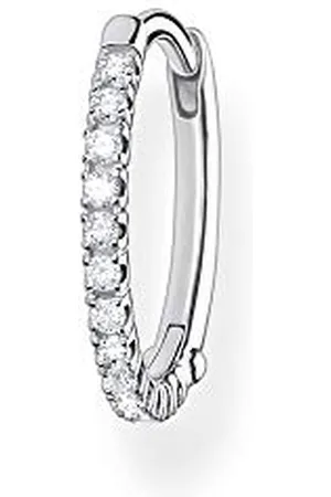 Thomas Sabo Anello Singolo da Donna con Pietre Bianche in Argento Sterling 925, Chiusura a Clip, 1,40 cm, Argento Sterling