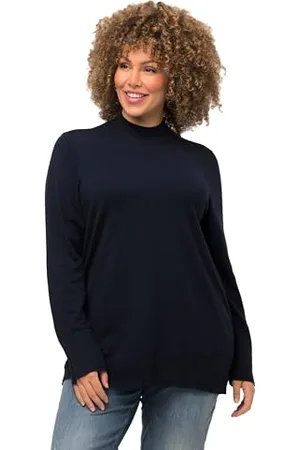 Ulla Popken Maglione, Colletto Alto, Maniche Lunghe, Polsini a Costine, , 56-58 Donna