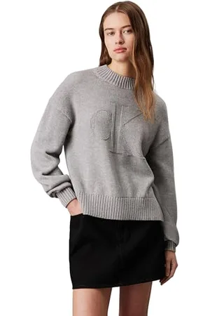 Calvin Klein Jeans Donna CK INTARSIA LOOSE SWEATER J20J224224, Grey (Grey Heather), XS