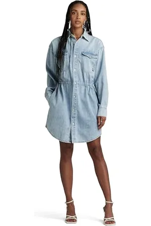 G-Star Donna Relaxed Drawcord Denim Dress, (sun faded blue mist D24353-D252-G342), L