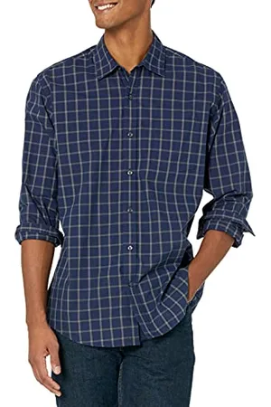 Amazon Camicia Casual in Popeline a Maniche Lunghe vestibilità Regular Uomo, , M