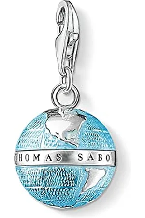 Thomas Sabo Charm Club Pendente da Donna a Forma di Globo Terrestre in Sterling 925 0754-007-1, Name Blue Globe