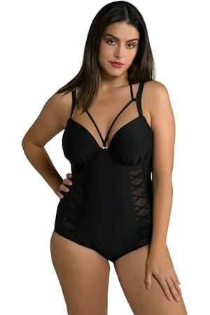 Ulla Popken Donna, taglie forti, costume da bagno, coppe morbide con ferretto, scollo all