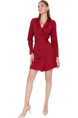 Trendyol Basic Regular Fit Donna Mini Blazer vestibilità Regolare Abito in Tessuto, , 70