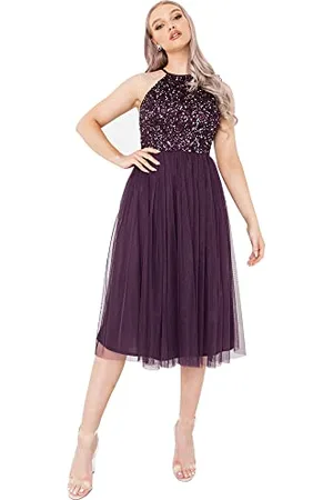 Maya Deluxe Abito Midi da Donna con Scollo all