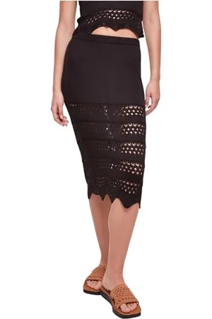 Urban classics Ladies 3/4 Crochet Knit Skirt Gonna, Black, X-Small Donna