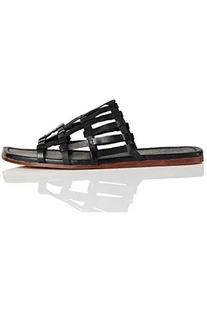 FIND FIND Lattice Leather - Sandali a Punta Aperta Donna, (Black), 38 EU